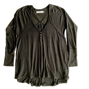 FREE PEOPLE Citrine Black Thermal Top Sz SNWOT!